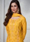 Embroidered Chinon Mustard Salwar Suit - 1