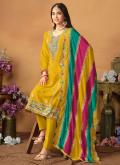 Embroidered Chinon Mustard Trendy Salwar Suit - 2