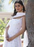 Embroidered Faux Georgette White Readymade Designer Gown - 4