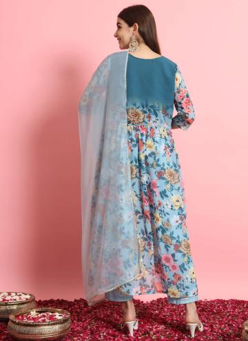 Embroidered Georgette Blue Trendy Salwar Kameez