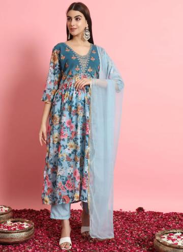 Embroidered Georgette Blue Trendy Salwar Kameez