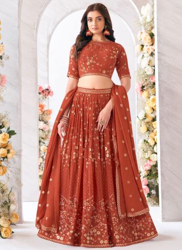 Embroidered Georgette Brown Readymade Lehenga Chol