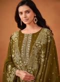Embroidered Georgette Green Trendy Salwar Suit - 1