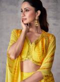 Embroidered Georgette Yellow Jacket Style Suit - 1
