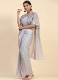 Embroidered Imported Grey Trendy Saree - 2