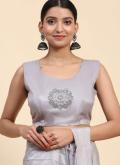 Embroidered Imported Grey Trendy Saree - 4