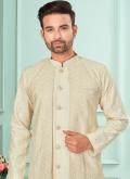 Embroidered Lucknowi Off White Indo Western - 1