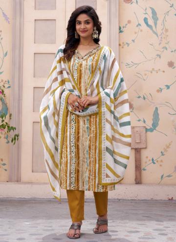 Embroidered Muslin Mustard Salwar Suit