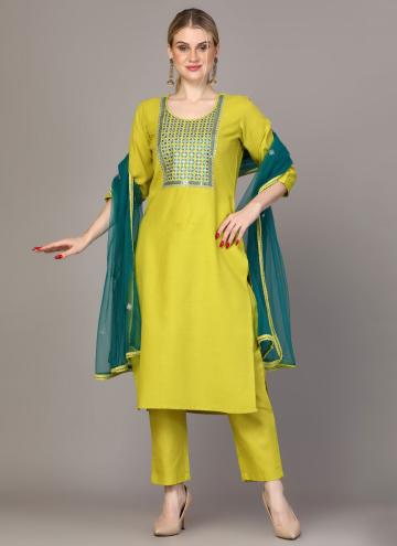 Embroidered Rayon Green Salwar Suit