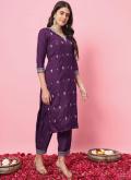 Embroidered Silk Blend Purple Trendy Salwar Suit - 2