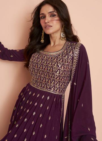 Embroidered Silk Purple Designer Salwar Kameez