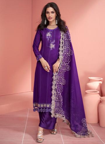 Embroidered Silk Purple Designer Salwar Kameez