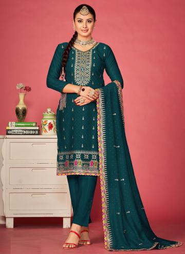 Embroidered Vichitra Silk Rama Trendy Salwar Suit