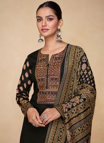 Fab Black Cotton  Embroidered Salwar Suit for Ceremonial