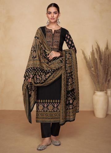 Fab Black Cotton  Embroidered Salwar Suit for Cere