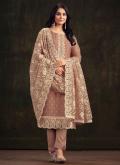 Fab Brown Organza Embroidered Trendy Salwar Suit - 2