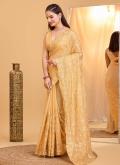 Fab Gold Organza Sequins Work Designer Saree for Ceremonial - 3