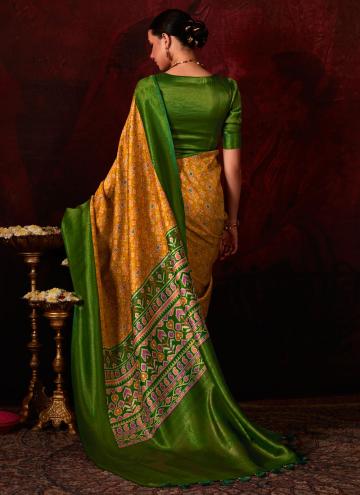 Fab Green and Mustard Silk Digital Print Traditional Saree