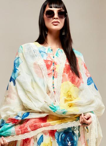 Fab Multi Colour Linen Digital Print Salwar Suit for Ceremonial