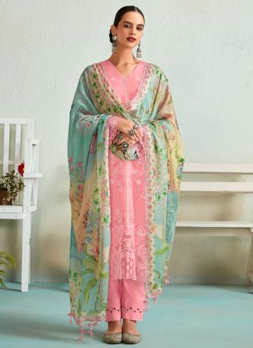 Fab Pink Muslin Embroidered Trendy Salwar Suit for