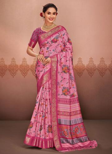 Fab Printed Silk Pink Designer Saree