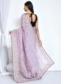 Fab Purple Organza Embroidered Trendy Saree for Ceremonial - 1