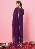 Fab Purple Silk Blend Embroidered Salwar Suit for Ceremonial - 1
