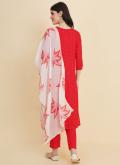 Fab Red Rayon Printed Trendy Salwar Kameez for Casual - 1