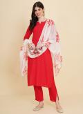 Fab Red Rayon Printed Trendy Salwar Kameez for Casual - 2