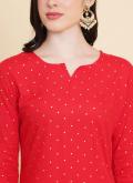 Fab Red Rayon Printed Trendy Salwar Kameez for Casual - 3