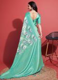 Fab Turquoise Silk Digital Print Classic Designer Saree - 2