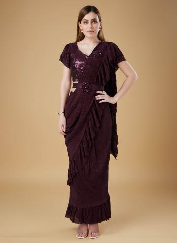 Fab Wine Imported Sequins Work Trendy Saree