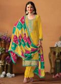 Fab Yellow Chinon Embroidered Trendy Salwar Kameez - 1