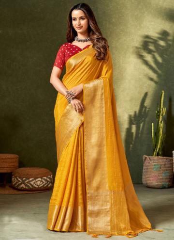Fab Yellow Silk Woven Designer Saree for Ceremonial