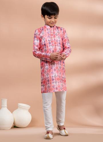 Fancy Fabric Kurta Pyjama in Multi Colour Enhanced