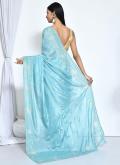 Firozi color Crepe Silk Trendy Saree with Embroidered - 1