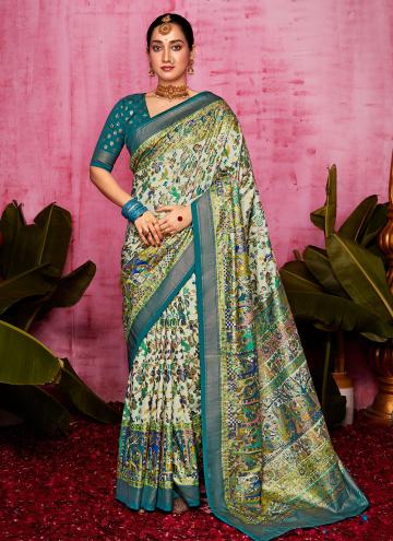 Firozi Patola Silk Printed Trendy Saree for Ceremonial