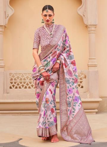 Floral Print Silk Multi Colour Trendy Saree