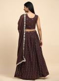 Georgette A Line Lehenga Choli in Brown Enhanced with Embroidered - 2