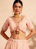 Georgette A Line Lehenga Choli in Peach Enhanced with Embroidered - 4