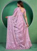 Georgette Classic Designer Saree in Pink Enhanced with Sequins Work - 2