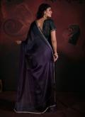 Georgette Classic Designer Saree in Purple Enhanced with Hand Work - 2