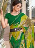 Georgette Designer Saree in Green Enhanced with Printed - 1