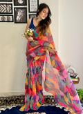Georgette Designer Saree in Multi Colour Enhanced with Printed - 2