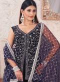 Georgette Salwar Suit in Blue Enhanced with Embroidered - 2