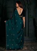 Georgette Satin Contemporary Saree in Rama Enhanced with Cutwork - 2
