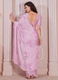 Georgette Satin Trendy Saree in Pink Enhanced with Cutwork - 2