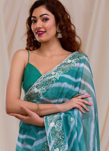 Georgette Trendy Saree in Rama Enhanced with Border