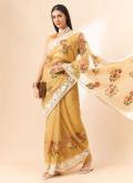 Glorious Beige Organza Floral Print Classic Designer Saree for Ceremonial - 3