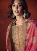 Glorious Beige Viscose Embroidered Trendy Salwar Suit - 1